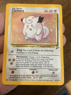 Pokemon TCG Clefairy Base Set 2 6/130 Holo Unlimited Holo Rare - Image 3