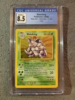 1999 Pokemon Nidoking 11/102 Base Set Unlimited CGC 8.5 (PSA BGS) NM/MINT+ - Image 1