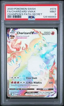 2020 Pokemon Champion's Path 074/073 Charizard VMAX Secret PSA 9 - Image 1