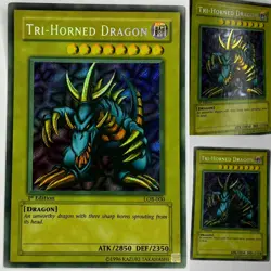 Yu-Gi-Oh! Misprint Tri-Horned Dragon - Faded + Wavy - 1st Edition LOB-000 VLP/NM - Image 1