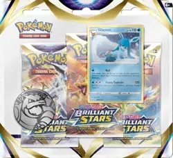 Brilliant Stars Triple Blister 3 Pack Pokemon Card TCG New Sealed Glaceon Promo - Image 1