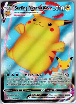 Surfing Pikachu VMAX 009/025 Celebrations - Pokemon Card - NM - Image 1