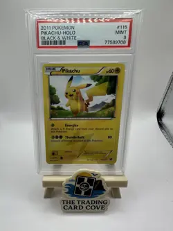 Pokemon Pikachu TCG Black White Holo Card 115/114 Secret Rare PSA 9 - Image 1