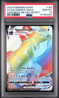 PSA 10 SALAMENCE VMAX 194/189 FULL ART SECRET DARKNESS ABLAZE POKEMON 🔥 - Image 1