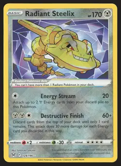 SWSH11: Lost Origin Radiant Steelix #124/196 Radiant Rare Pokemon Card - Image 1