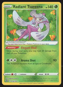 SWSH12: Silver Tempest Radiant Tsareena #016/195 Radiant Rare Pokemon Card - Image 1