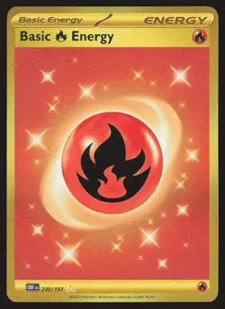 SV03: Obsidian Flames Basic Fire Energy #230/197 Gold Pokemon Card - Image 1