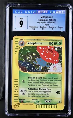 Pokemon Aquapolis Vileplume Holo H31/H32 CGC Mint 9 💫 Swirl - Image 1