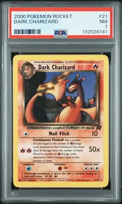 2000 POKEMON ROCKET #21 DARK CHARIZARD PSA 7 - Image 1
