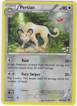 Pokemon XY Steam Siege REVERSE HOLO PERSIAN 89/114 NM/Mint PACK FRESH - Image 1