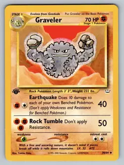 Graveler 1st Edition Pokemon TCG Uncommon Neo Revelation 30/64 NM - Image 1
