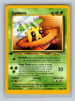 Sunkern 1st Edition Pokemon TCG Common Neo Genesis 078/111 NM - Image 1