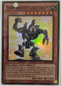 YuGiOh Toon Ancient Gear Golem Super Rare 1st Edition DRL2-EN022 - Image 1