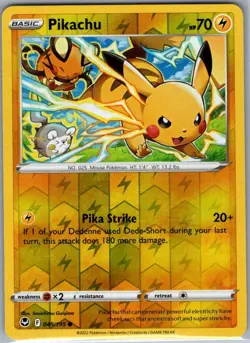 Pikachu 049/195 Reverse Holo SWSH12: Silver Tempest - Pokemon Card - NM - Image 1