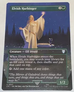 Elvish Harbinger 0527 Borderless Hildebrandt Lord of the Rings MTG NEW Unplayed - Image 1