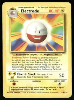 LP Pokemon TCG · Electrode 21/102 · Rare · Base Set · Vintage WOTC (1999) - Image 1