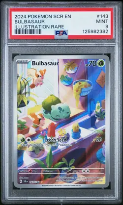 2024 POKEMON SCR EN-STELLAR CROWN ILLUSTRATION RARE #143 BULBASAUR PSA 9 - Image 1