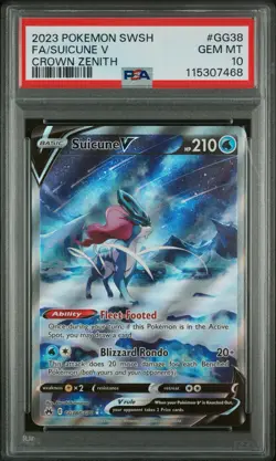 2023 POKEMON SWORD & SHIELD CROWN ZENITH #GG38 FULL ART/SUICUNE V PSA 10 - Image 1