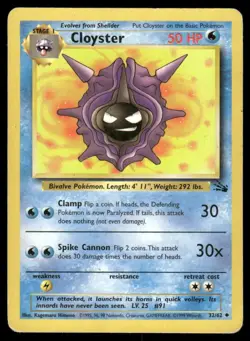 Cloyster 32/62 Uncommon Fossil Set Pokemon Card - Image 1