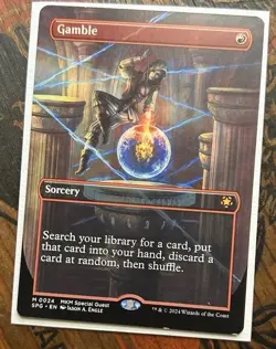 Gamble Borderless Card Near Mint Condition MTG Magic Kid Icarus - Image 1
