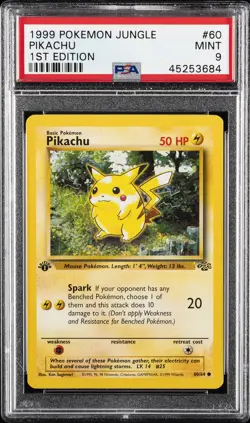 1999 POKEMON JUNGLE 1ST ED #60 PIKACHU PSA 9 - Image 1