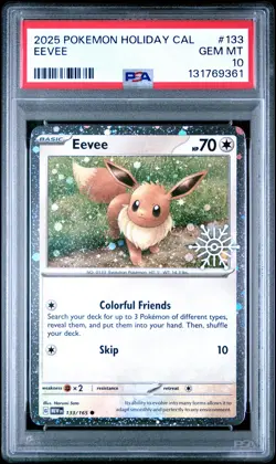 2025 POKEMON HOLIDAY CALENDAR #133 EEVEE PSA 10 - Image 1