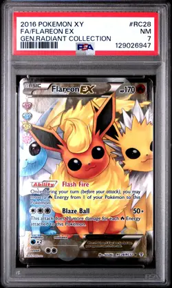 2016 POKEMON XY GENERATIONS RADIANT COLL #RC28 FULL ART/FLAREON EX PSA 7 - Image 1