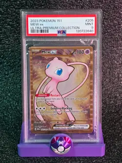 2023 Pokemon Metal TCG Mew EX 205/165 UPC Promo Scarlet & Violet 151 Gold PSA 9 - Image 1