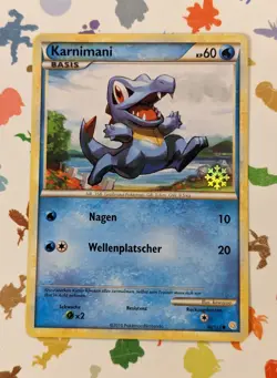 Pokemon TCG Totodile 86/123 Snowflake Stamp *German* Promo 2010 Advent Holiday - Image 1