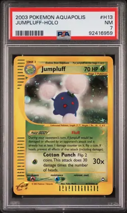 Pokemon WotC Aquapolis Holofoil Card H13 Jumpluff PSA 7 - Image 1