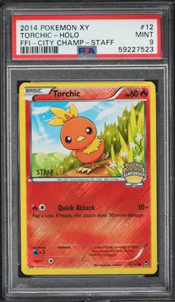 Pokemon XY Furious Fists Torchic Staff City Championship Crosshatch Promo PSA 9 - Image 1