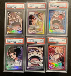 Full Set Of 6 OP09 Alt Art Leader One Piece Sequential PSA 10 Certs Luffy Shanks - Image 1
