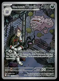 Pokemon Cards Team Rocket's Weezing 199/182 Destined Rivals Illustration Rare NM - Image 1