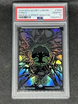2025 MTG Secret Lair Drop SPIDER-MAN: MANA SYMBIOTE Raised Foil Forest - PSA 10 - Image 1