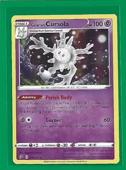 Pokemon TCG SWSH Rebel Clash Galarian Cursola #79/192 Holo Rare - Image 1