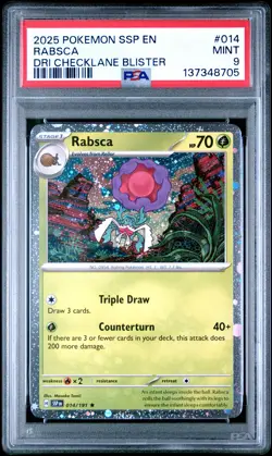 2025 POKEMON SSP EN-SURGING SPARKS #014 RABSCA PSA 9 - Image 1