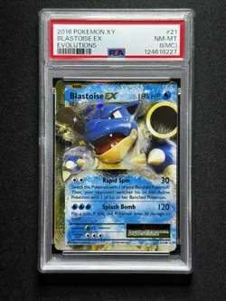 PSA 8 MC Pokemon Blastoise EX #21 X Y Evolutions MISCUT ERROR POP 1! - Image 1