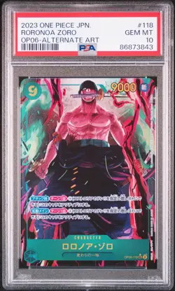 PSA 10 GEM MINT JAPANESE ONE PIECE 2023 Roronoa Zoro OP06-118 ALTERNATE ART - Image 1
