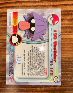 1999 Topps Pokemon #90 Shellder Holo Foil Blue Logo - Image 5