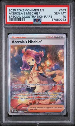 PSA 10 Acerola's Mischief 183/132 Special Illustration Rare Pokemon Card - Image 1