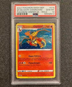 Pokemon Special Delivery Charizard UK Holo Promo SWSH075 PSA 10 - Image 1