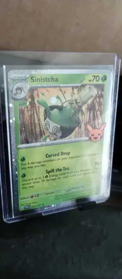 Pokemon TCG Trick Or Trade 2024 Sinistcha #22/167 Cosmos Rare ** 2 SWIRLS** - Image 2