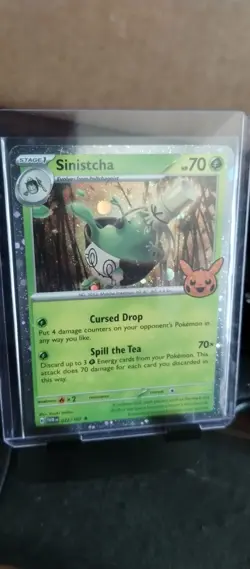 Pokemon TCG Trick Or Trade 2024 Sinistcha #22/167 Cosmos Rare ** 2 SWIRLS** - Image 3