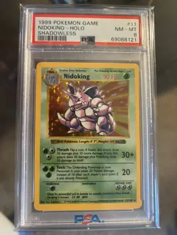 1999 Pokemon Nidoking Shadowless Base Set 11/102 Holo PSA 8 - Image 1