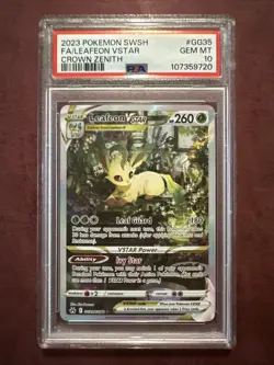 PSA 10 Pokemon TCG Leafeon Vstar #GG35 Crown Zenith Graded - Image 1