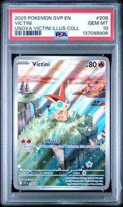 2025 POKEMON SVP PROMO UNOVA VICTINI ILLUSTRATION COLLECTION #208 VICTINI PSA 10 - Image 1