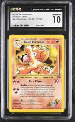 CGC 10 Blaine's Charmeleon Gym Challenge 1st Edition 31/132 Pokemon Card - Image 1
