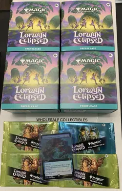 4 Magic The Gathering Lorwyn Eclipsed Prerelease MTG kits Box LOT + Bonus PROMO - Image 1
