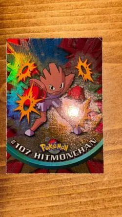 1999 Topps Pokemon #107 Hitmonchan Holo Foil Blue Logo - Image 2