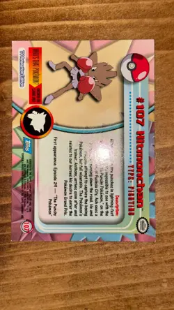 1999 Topps Pokemon #107 Hitmonchan Holo Foil Blue Logo - Image 4